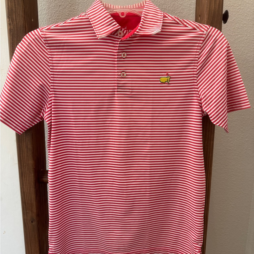 Masters Kids-youth Medium Red and White Striped Polo Shirt